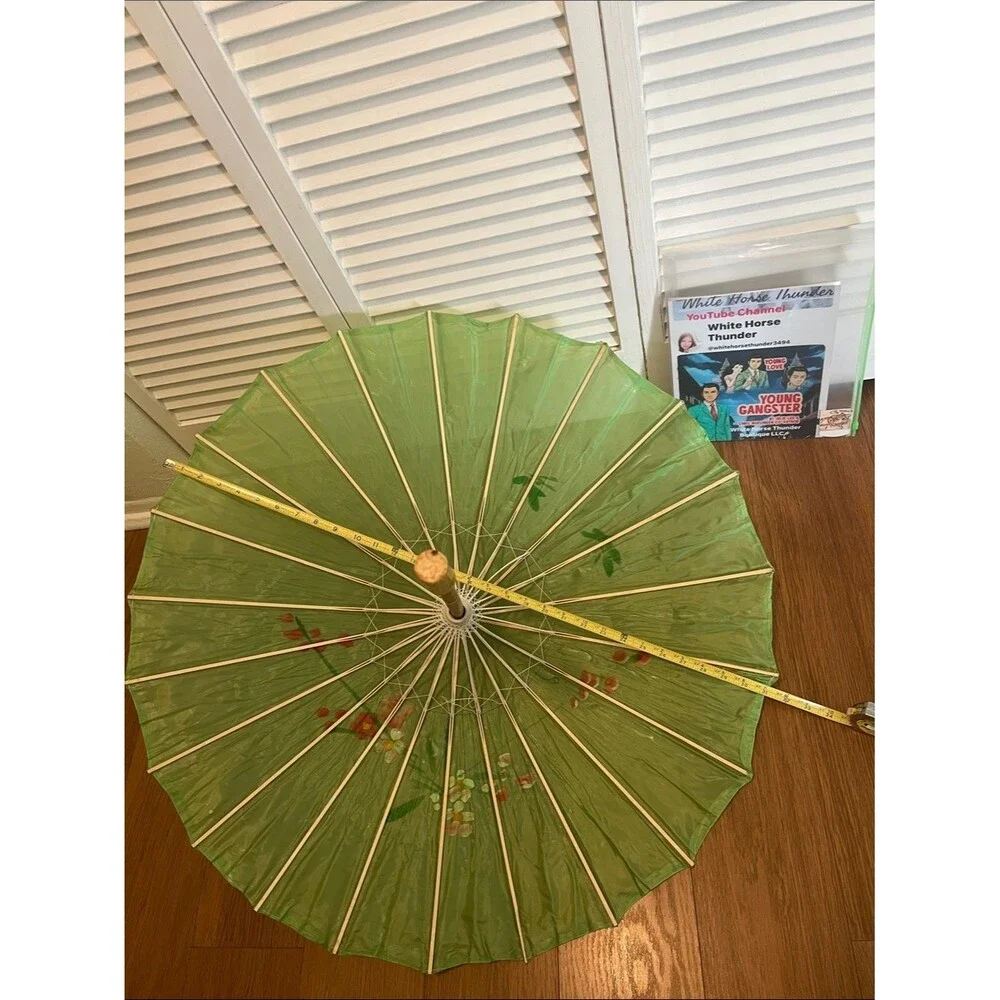 #2245**”22x32”Green Floral Paper Parasol - Decorative Party Umbrella